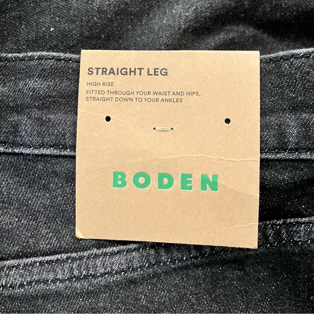 Boden Womens Size 30 High Waisted Full Length Black Straight Leg Jeans Cuffed - Picture 6 of 13